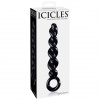Icicles no. 39 - černé spirálovité skleněné dildo v balení.
