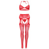 3-dílný set luxusního erotického prádla v červené barvě zdobený kamínky – Leg Avenue 81656.