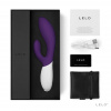 Fialový vibrátor Lelo Ina 2 Purple v balení. Součástí je také USB kabel, pouzdro a návod.