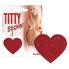 Červené nálepky na bradavky ve tvaru srdce s třpytkami - Titty Sticker.