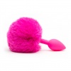 Růžový silikonový anální kolík s huňatým ocáskem na konci - Colorful Joy Bunny Tail.