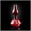 Designový červený skleněný anální kolík se základnou ve tvaru růže Icicles No. 76.
