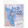Balení Jack Rabbit vibrátoru na klitoris modré barvy s vodotěsným povrchem.
