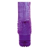 Detail fialového želatinového vibrátoru Jammy Jelly Spangly Glitte. Vespod je kolečko pro ovládání multirychlostních vibrací.