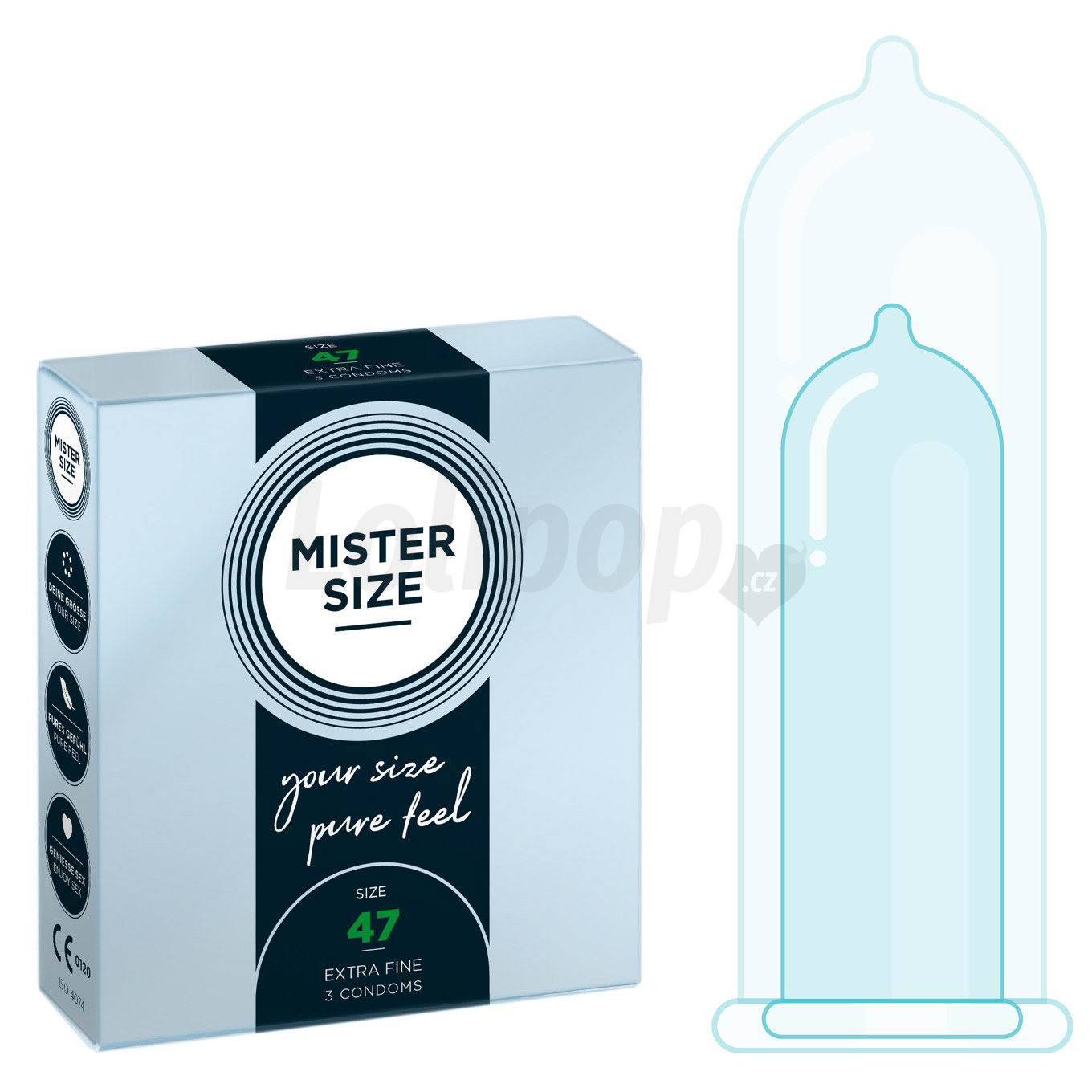 Levně Mister Size thin 47 mm kondomy tenké - 3 ks