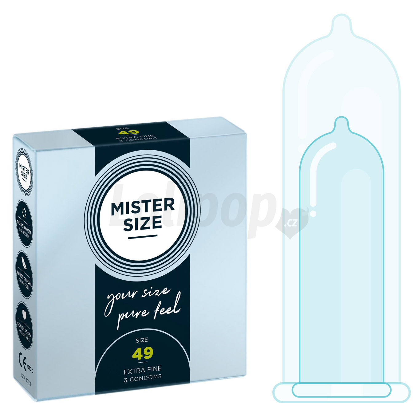 Levně Mister Size thin 49 mm kondomy tenké - 3 ks
