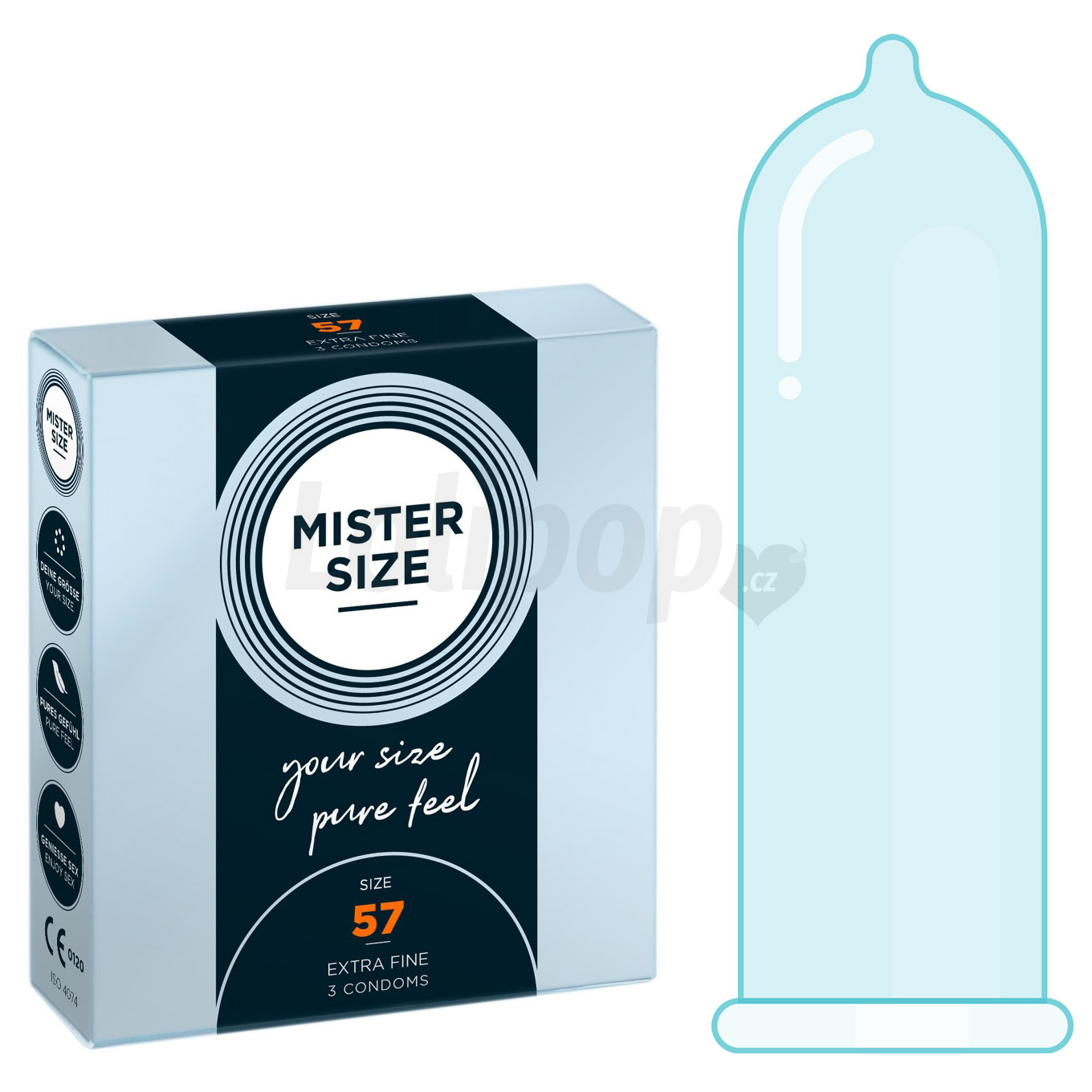 Levně Mister Size thin 57 mm kondomy tenké - 3 ks