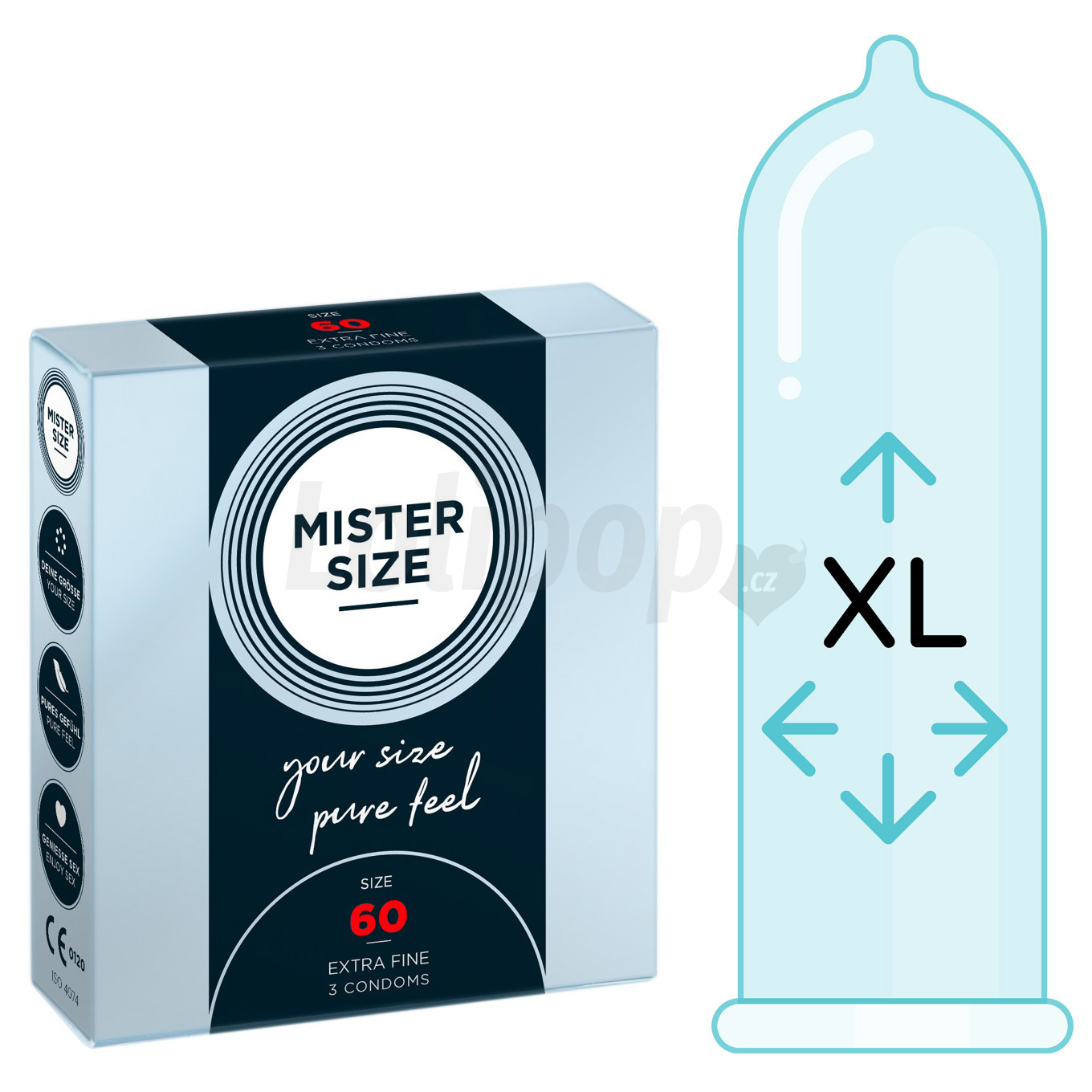 Levně Mister Size thin 60 mm kondomy tenké - 3 ks
