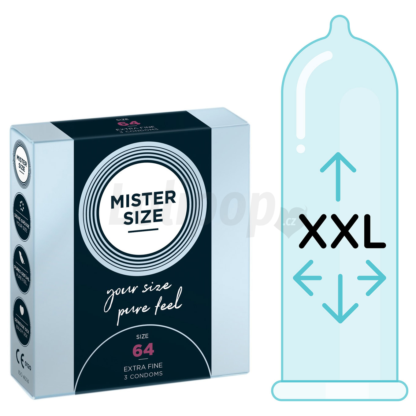 Levně Mister Size thin 64 mm kondomy tenké - 3 ks