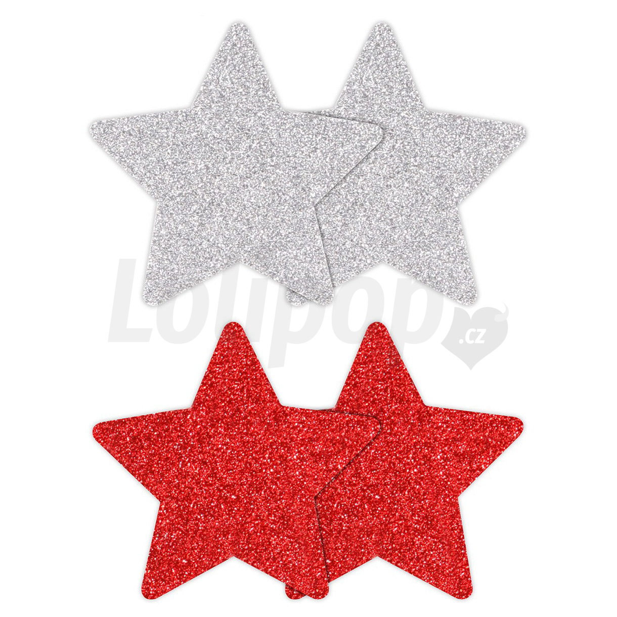 Levně Nálepky na bradavky hvězdy červené a stříbrné 4 ks