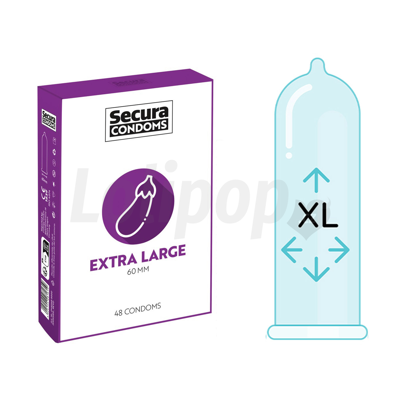 Levně Secura Extra Large 60 mm XL kondomy 48 ks