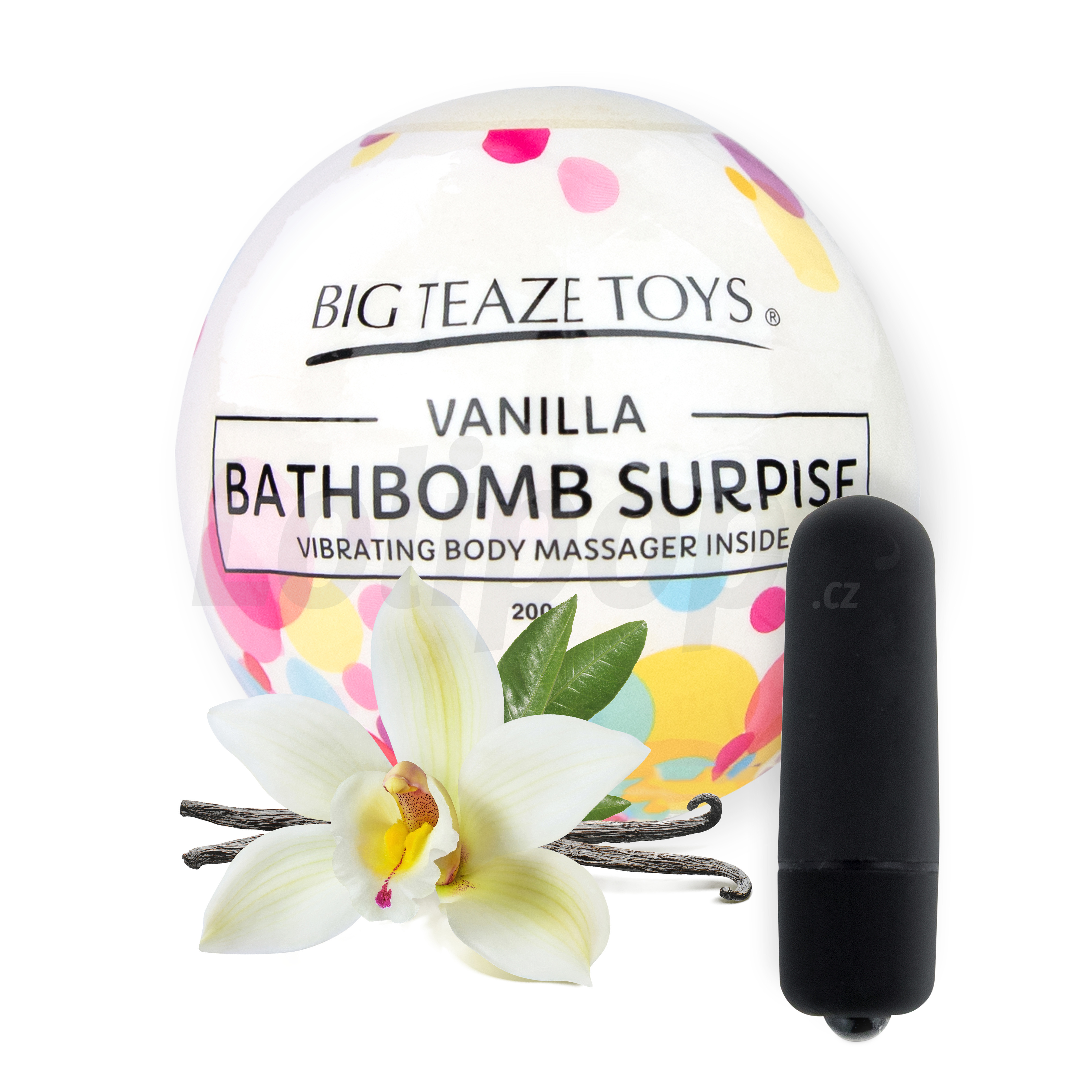 Levně Big Teaze Toys Bath Bomb Surprise with Vibrating Body Massager Vanilla