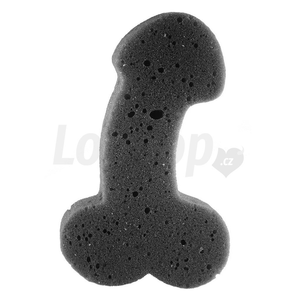 Levně Sprchová houba penis černá