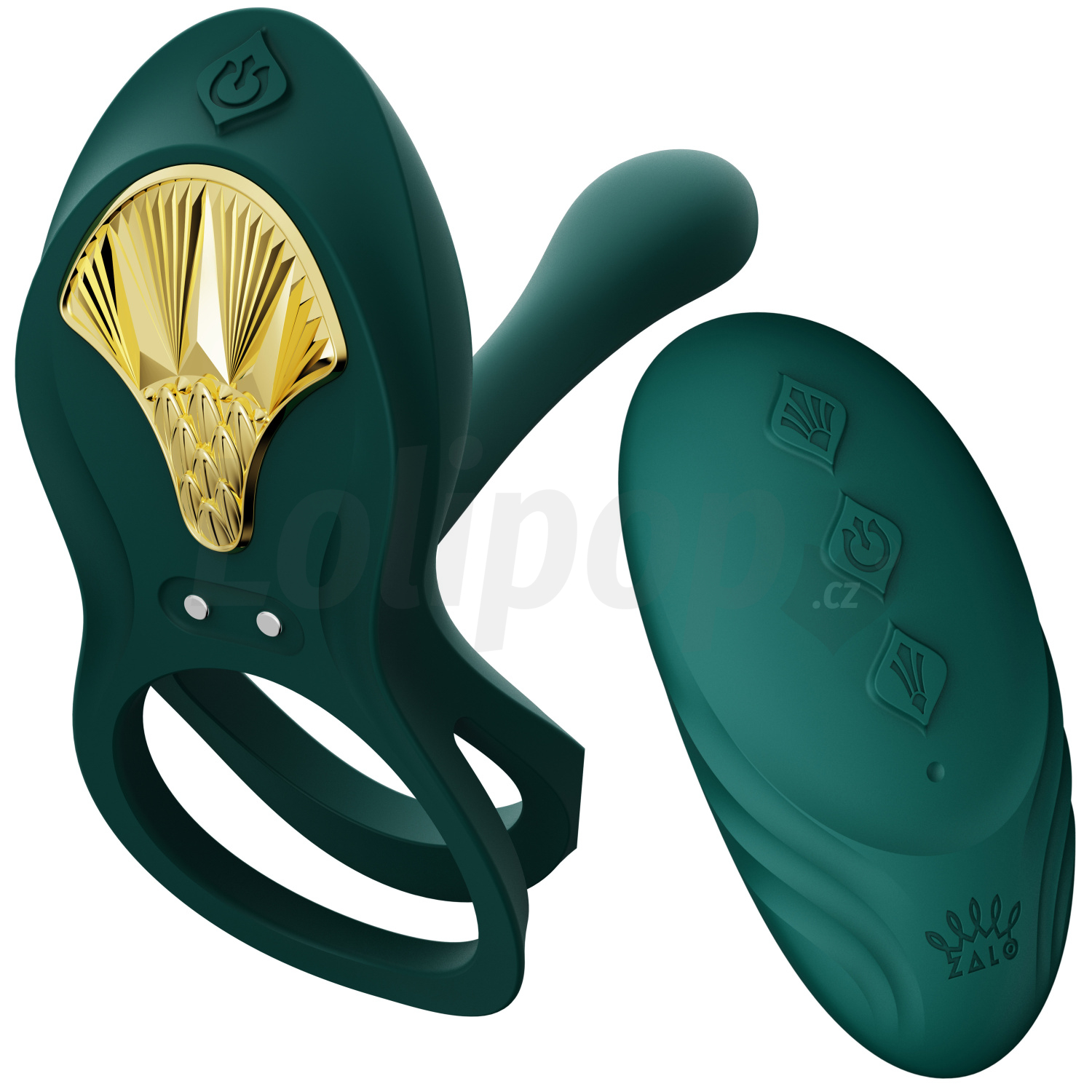 Levně Zalo Bayek Smart vibrátor pro páry s erekčním kroužkem smaragdově zlatý