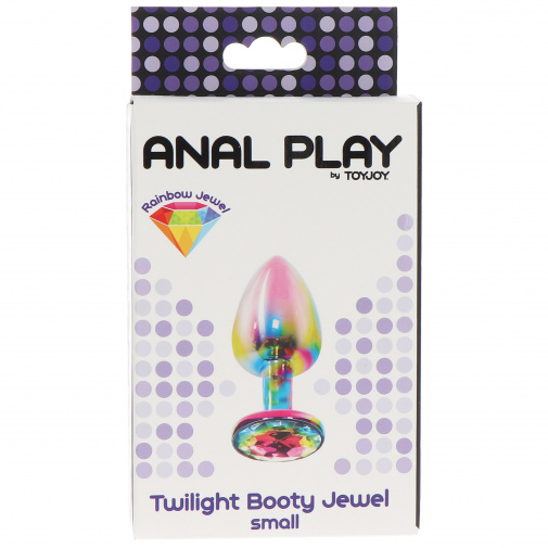 Malý anální kolík v duhových barvách zakončený křišťálem Twilight Booty Jewel - vhodný pro zkušenější.