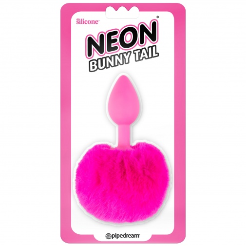 Růžový silikonový anální kolík s huňatým ocáskem Colorful Joy Bunny Tail v balení.