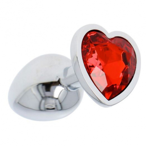 Malý kovový anální kolík s krystelem červené srdce S