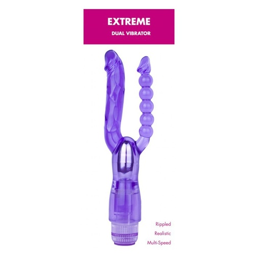 Realistický dvojitý vibrátor na stimulaci vaginy a zadečku současně - Extreme Dual.