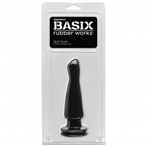 Černý anální kolík se zkosenou špičkou pro jednodušší zavádění - Basix Rubber.