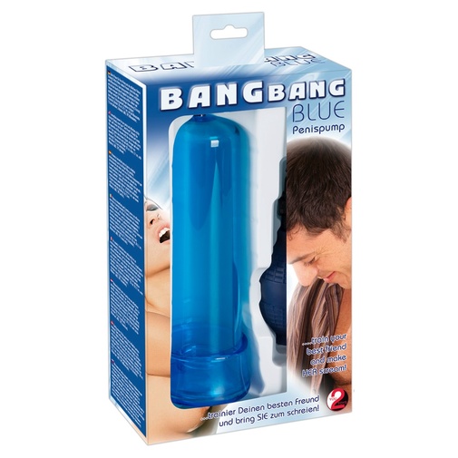 Bang Bang modrá vakuová pumpa pro muže v balení.