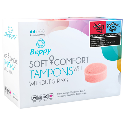 Vlhčený menstruační tampón na sex Beppy Wet – 1ks v balení.