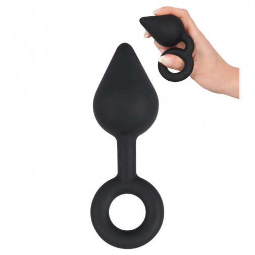 Silikonový anální kolík Black Velvets ve tvaru slzy z ohebného materiálu.