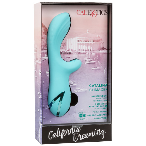 Balení rotačního vibrátoru s králíčkem na klitoris Catalina Climaxer ze speciální kolekce California Dreaming.
