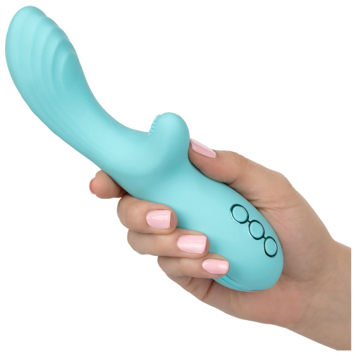 Unikátní rotační vibrátor s králíčkem na klitoris Catalina Climaxer v krásné mentolové barvě.