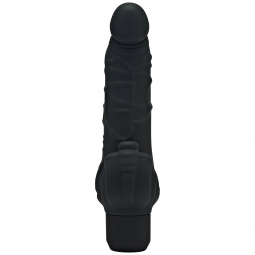 Černý silikonový vibrátor na stimulaci klitorisu a vaginy Get Real Stim.