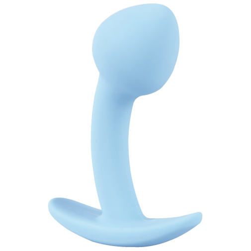 Úzký zahnutý silikonový kolík Cuties Mini Plug pastelově modrý.