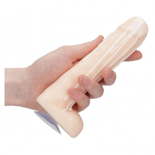 Mýdlo ve tvaru penisu v tělové barvě s vyobrazením ejakulátu - Dicky Soap with Balls and Cum.