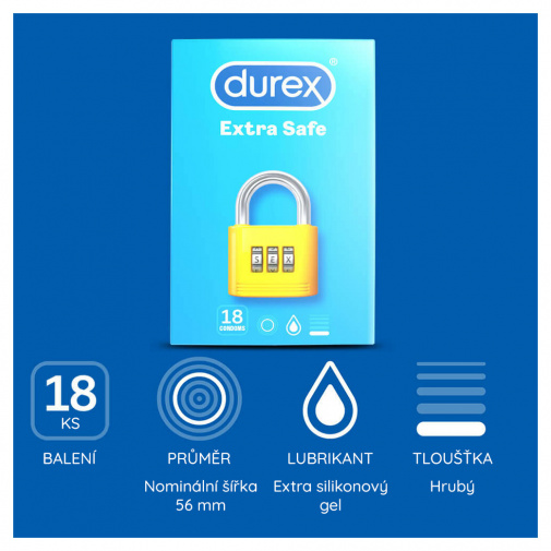Kondomy Durex Extra Safe se zvýšenou ochranou - pro bezpečnější sex.