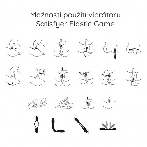 Možnosti použití vibrátoru Elastic Game od značky Satisfyer.