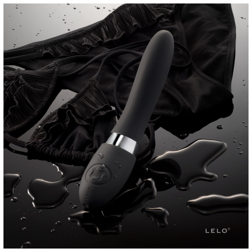 Luxusní černý silikonový vibrátor se dvěma výkonnými motorky Lelo Elise 2.