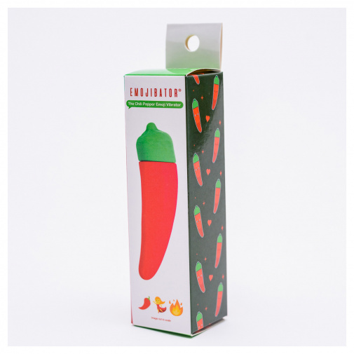 Vibrátor ve tvaru chilli papričky Emojibator Chili Pepper v balení.