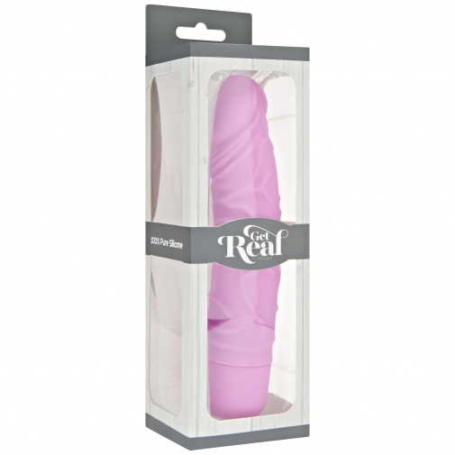 Růžový silikonový vibrátor Get Real Original v balení.