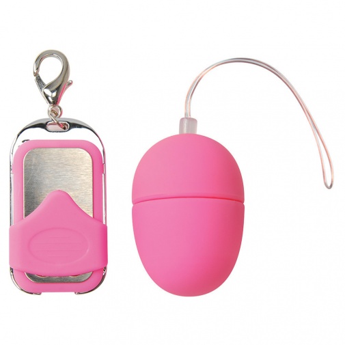 Růžové vibrační vajíčko menších rozměrů s 10 vibračními a pulzačními módy na dálkové ovládání s dosahem ovladače až 5 metrů.