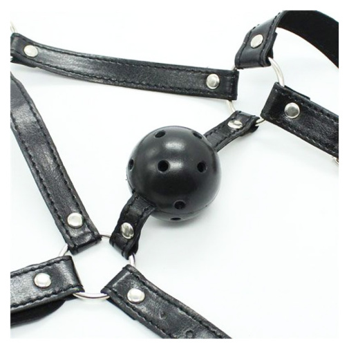 Kulička do úst u postroje na hlavu Head Harness má dýchací otvory, což umožňuje bezpečné použití.