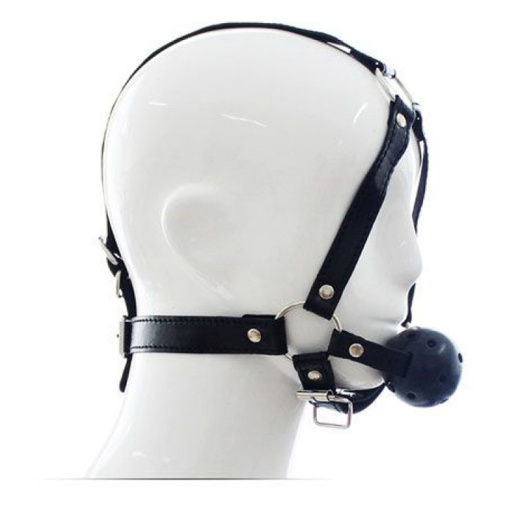 Postroj na hlavu s kuličkovým roubíkem a dýchacími otvory Head Harness.