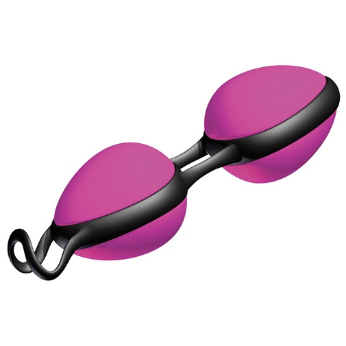 Vodotěsné venušiny kuličky Joyballs Secret v růžovo-černé barvě s vibracemi pro posilnění pánevního svalstva.