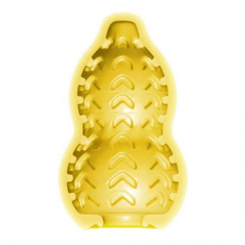 Detail vnitřní členité struktury k dráždění penisu masturbátoru Juicy lemon.