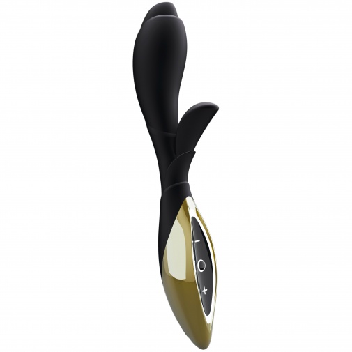Luxusní klitorisový vibrátor Zini Zook v černo-zlaté barvě.