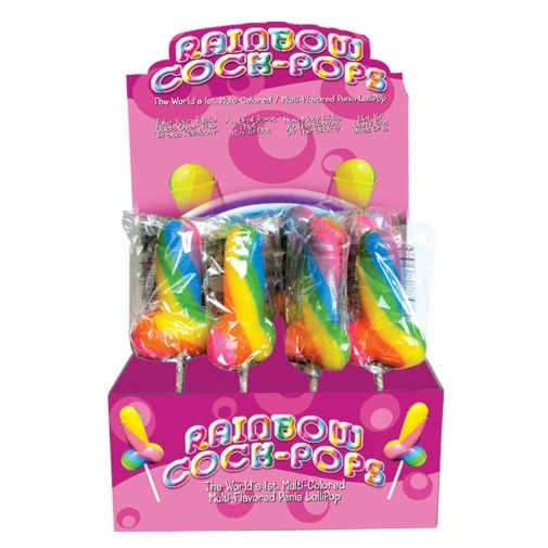 Barevné lízátko ve tvaru penisu v duhových barvách Rainbow Cock-Pops.