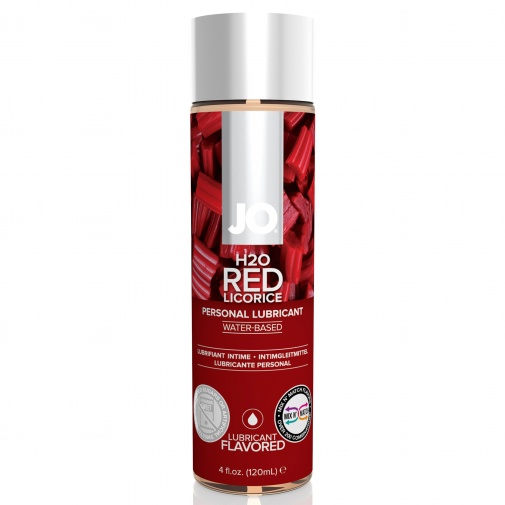JO H2O Red Licorice lubrikační gel v objemu 120 ml, vhodný i na orální použití, bez umělých sladidel s příjemnou vůní.
