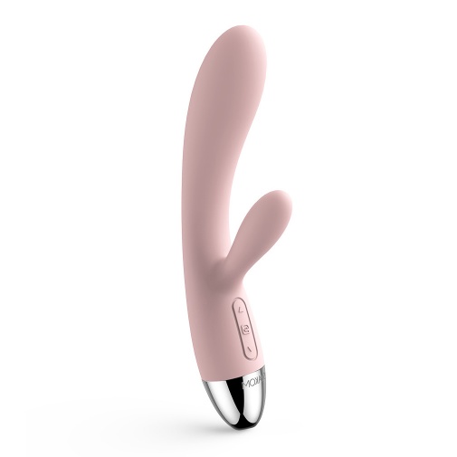 Nabíjecí silikonový vodotěsný vibrátor na bod G a klitoris Svakom Amy v pudrově růžové barvě.