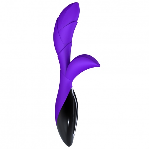 Luxusní silikonový vibrátor Zini Hua ve fialovo-černé barvě na stimulaci několik erotogenních zón současně.