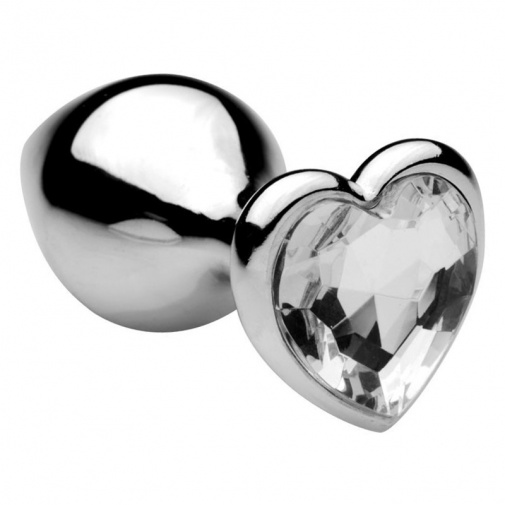 Malý kovový anální kolík s křišťálem čiré srdce S