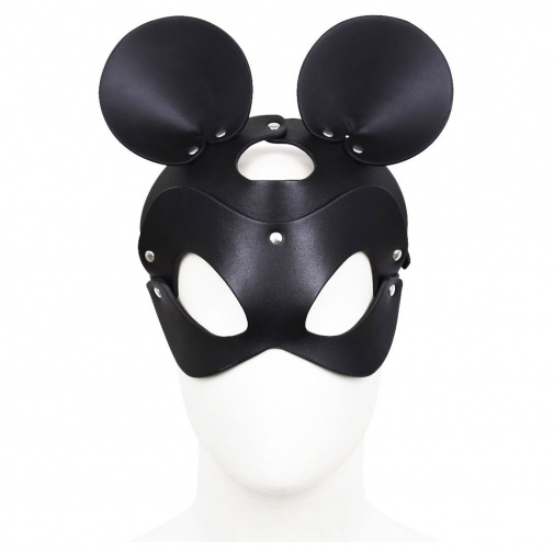 Černá maska z umělé kůže na obličej s velkými myšími oušky.