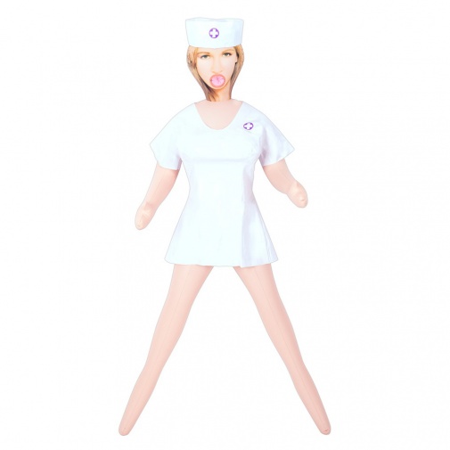 Nafukovací pannu My Perfect Nurse můžete obléct do kostýmu sestřičky, který je součástí balení.