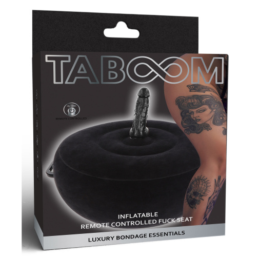 Balení černého vibračního křesla na sex s odnímatelným dildem a vibračním vajíčkem na dálkové ovládání - Taboom.